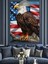 Amerikan Bayrağı Üzerinde Kartal Duruşu Dekoratif Kanvas - Mdf Ahşap Tablo 4