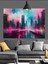 Neon Şehir Silüeti Gece Manzara Dekoratif Kanvas - Mdf Ahşap Tablo 4
