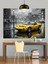 Sarı Spor Araba Şehir Dekoratif Kanvas - Mdf Ahşap Tablo 1