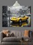 Sarı Spor Araba Şehir Dekoratif Kanvas - Mdf Ahşap Tablo 5