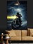Yağmurlu Gecede Motosikletçi Dekoratif Kanvas - Mdf Ahşap Tablo 1