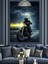 Yağmurlu Gecede Motosikletçi Dekoratif Kanvas - Mdf Ahşap Tablo 3