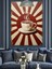 Güneşli Japon Bayrağı ve Kahve Dekoratif Kanvas - Mdf Ahşap Tablo 3
