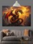 Yanan Ateşli Mitolojik Ejderha Dekoratif Kanvas - Mdf Ahşap Tablo 1