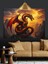 Yanan Ateşli Mitolojik Ejderha Dekoratif Kanvas - Mdf Ahşap Tablo 4
