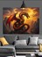 Yanan Ateşli Mitolojik Ejderha Dekoratif Kanvas - Mdf Ahşap Tablo 5