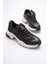Kadın Sneaker File Baskılı Kalın Tabanlı Siyah Rivex 1