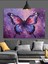 Kelebek Uçan Mor Kanatlar Dekoratif Kanvas - Mdf Ahşap Tablo 4