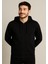 Erkek Siyah Fermuarlı Kapüşonlu SWEATSHIRT-W1148 1