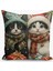 Çift Taraflı Dijital Baskı Kırlent Kılıfı Yılbaşı / Kış Manzarası / Christmas / Kedi Desenli 1