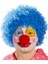 Bfs Mavi Renk Kıvırcık Afro Bonus Peruk Takma Saç ve Kırmızı Burun Seti 1