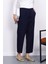 Lacivert Dabıl Bel Lastikli Havuç Pantolon 4
