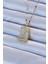 Bfs 316L Çelik Zincir Altın Renk Mavi Mineli Tarot Kolye 1