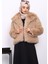 Bej Astarlı Kısa Kürk Kaban 1
