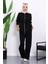 Siyah Çıtçıt Detaylı Tunik Pantolonlu Modal Takım 1