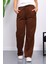 Kahverengi Bel Lastikli İki İplik Palazzo Eşofman Alt 1