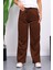 Kahverengi Bel Lastikli İki İplik Palazzo Eşofman Alt 2