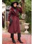 Bordo Kolları Örgü Detaylı Angora Kaban 2