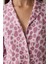 Pembe Leopar Desenli Uzun Kollu Düğmeli Gömlek Yaka Pamuklu Pijama Takımı 9