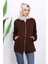 Kahverengi Kapşonlu Fermuarlı Modal Sweat Hırka 1
