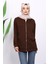 Kahverengi Kapşonlu Fermuarlı Modal Sweat Hırka 3