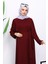 Bordo Kolu Armalı Reglan Kol Basic Modal Kuşaklı Elbise 3