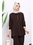 Kahverengi Yaka Çıtçıtlı Tunik Pantolonlu Takım 3