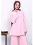 Pembe Kol Düğme Detaylı Tunik Pantolonlu Takım 3