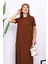 Kahverengi Kısa Kol Tesettür İçlik Elbise 2