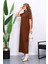 Kahverengi Kısa Kol Tesettür İçlik Elbise 3