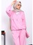 Pembe Kapşonlu Fermuarlı Kanguru Cepli Modal Takım 3
