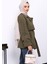 Haki Kravuze Yaka Düğmeli Kısa Trençkot 4