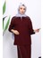 Mürdüm Taşlı Yaka Fermuarlı Tunik Pantolonlu Takım 3