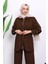 Kahverengi Çıtçıt Detaylı Tunik Pantolonlu Modal Takım 3