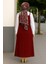 Kadın Bordo Basic Ayarlanabilir Askılı Jile Elbise 2
