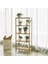 Banyo Rafı 5 Katlı Bambu Dik Raf 9 Seviyede Yüksekliği Ayarlanabilir Çok Fonksiyonlu, Oturma Odası, Koridor, Mutfak Için Uygun 60X26X130 cm Doğal Renk BCB35Y 5