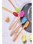 Parça Bambu Saplı Mini Silikon Spatula Kaşık Fırça Seti Renkli 2