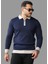 Erkek Kol ve Yaka Detaylı Uzun Kollu Triko Kazak – Şık ve Rahat Günlük Kombin Parçası 1
