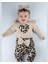 Bebek Takımı Kız Bebek Leopar Desenli Fiyonklu Bandanalı 0-12 Ay Bej/gül Kurusu 1