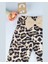 Bebek Takımı Kız Bebek Leopar Desenli Fiyonklu Bandanalı 0-12 Ay Bej/gül Kurusu 4