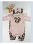 Bebek Takımı Kız Bebek Leopar Desenli Fiyonklu Bandanalı 0-12 Ay Bej/gül Kurusu 4
