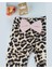 Bebek Takımı Kız Bebek Leopar Desenli Fiyonklu Bandanalı 0-12 Ay Bej/gül Kurusu 6