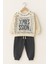 MNV-1045 Erkek Çocuk %100 Pamuk 2 Iplik Baskılı Gri Eşofman Takımı 1