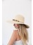 Kadın Axl Bej Kahve Boncuk Detaylı Hasır Şapka 2