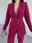 Kadın Ikili Kemer Detay Ceket Palazzo Pantolon Premium Takım Elbise 7