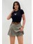 Kadın Pileli Şort Siyah Etek 3