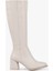 Kadın Kiella Bej Suni Deri Topuklu Çizme Klasik Tasarım 6,5 cm Topuk Yüksekliği 5