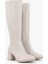 Kadın Kiella Bej Suni Deri Topuklu Çizme Klasik Tasarım 6,5 cm Topuk Yüksekliği 6