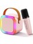 Karaoke Kablosuz Hoparlör Mikrofonlu Rgb Işıklı Bluetooth Speaker Tf Kart/usb Pembe 4
