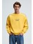 LEIF Erkek Kolları Biyeli Önü Baskılı Yuvarlak Yaka Oversize Sarı Sweatshirt 4